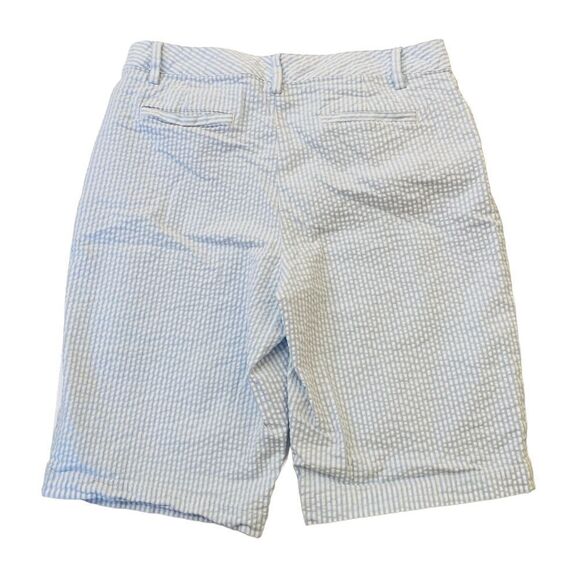 Land’s End Light Blue White Stripe Seersucker Mid Rise Bermuda Shorts Sz 10 - Picture 9 of 10